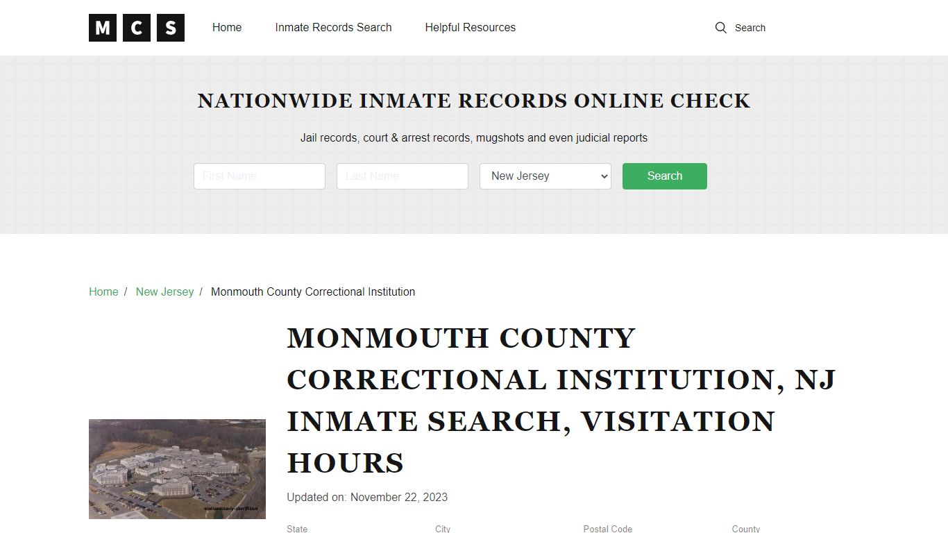 Monmouth County, NJ Jail Inmates Search, Visitation Rules